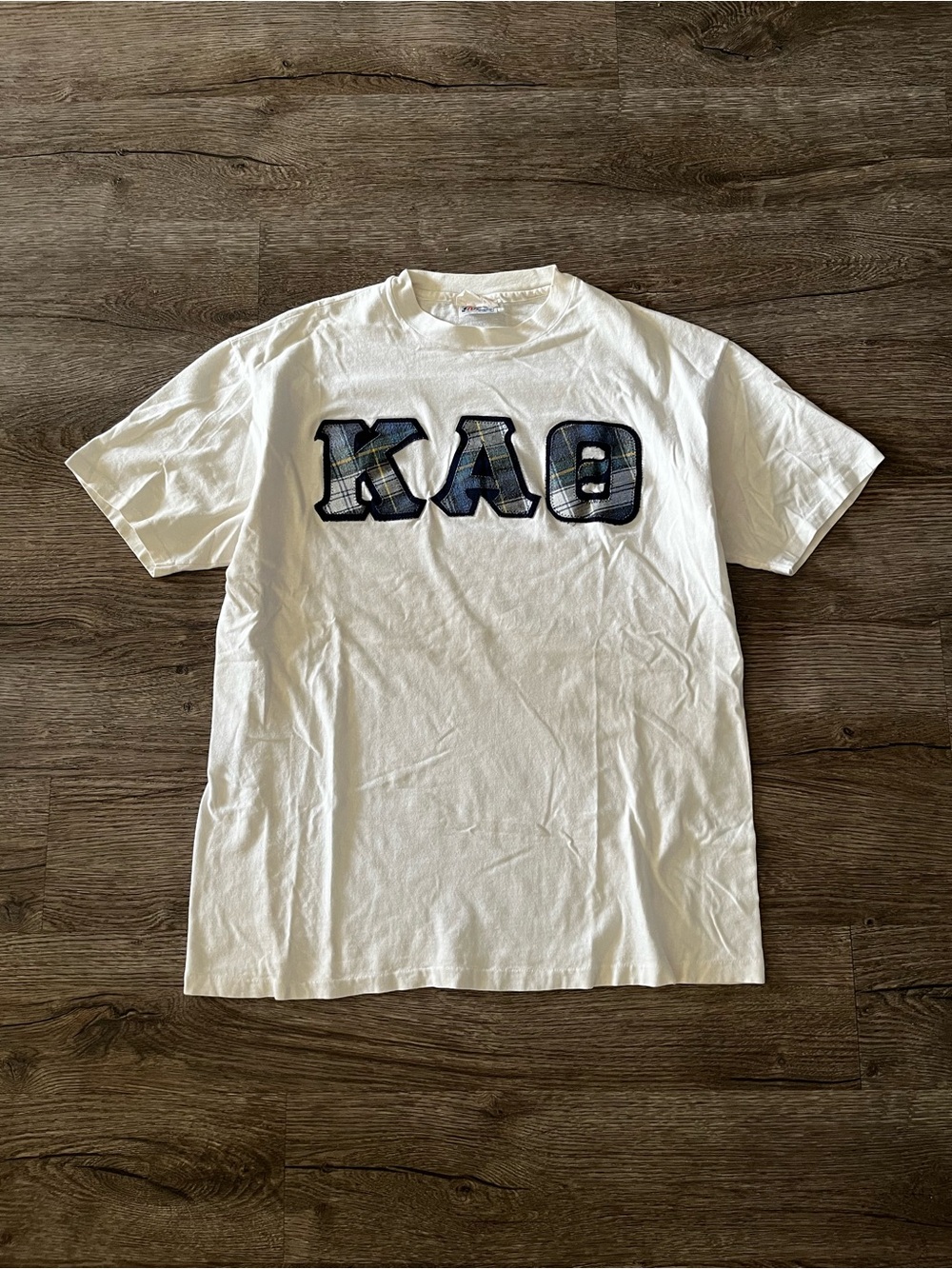90s Kappa Alpha Theta Plaid Appliqué Tee